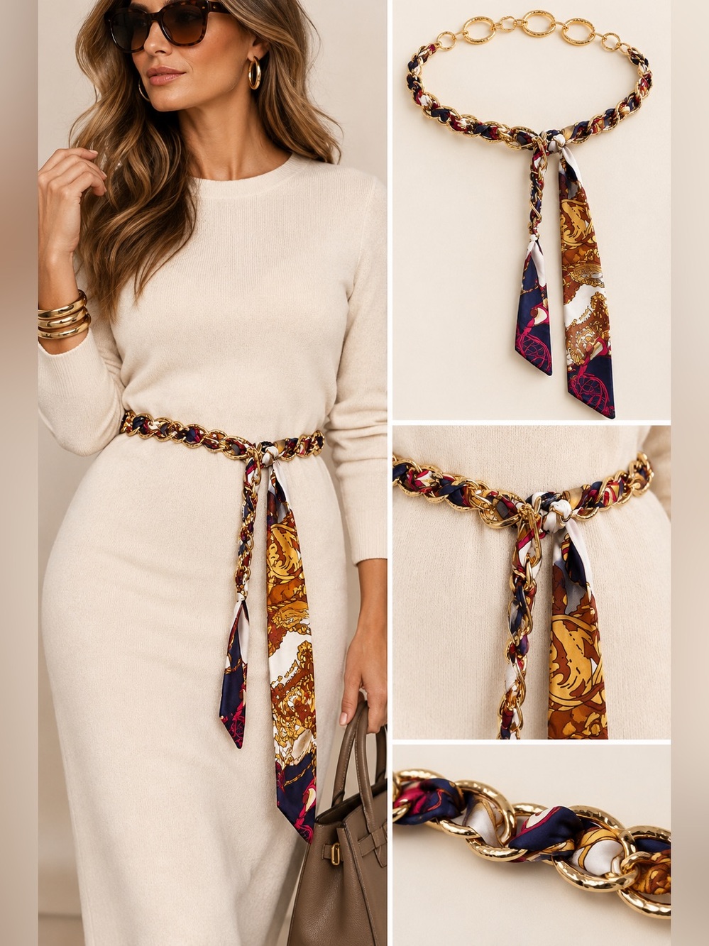 Chain-Link Scarf Belt | House of Harlow 1960 NEW